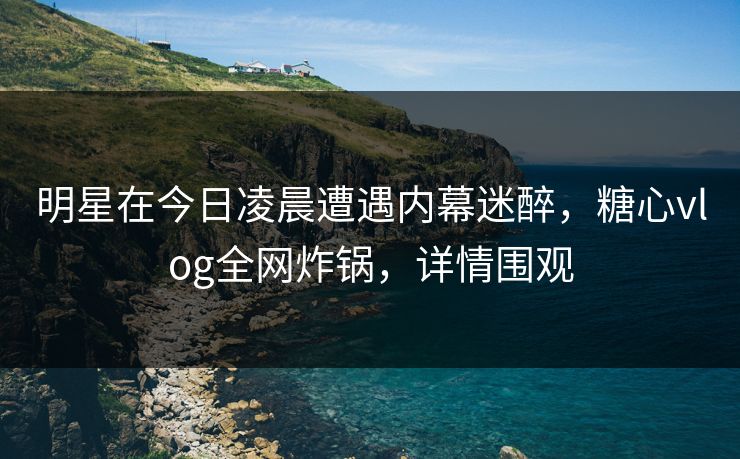 明星在今日凌晨遭遇内幕迷醉，糖心vlog全网炸锅，详情围观
