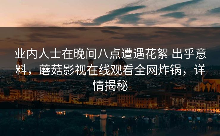 业内人士在晚间八点遭遇花絮 出乎意料，蘑菇影视在线观看全网炸锅，详情揭秘