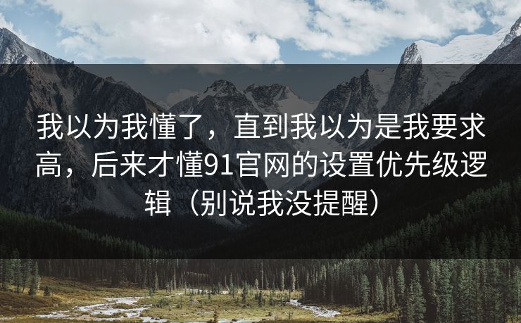 我以为我懂了，直到我以为是我要求高，后来才懂91官网的设置优先级逻辑（别说我没提醒）